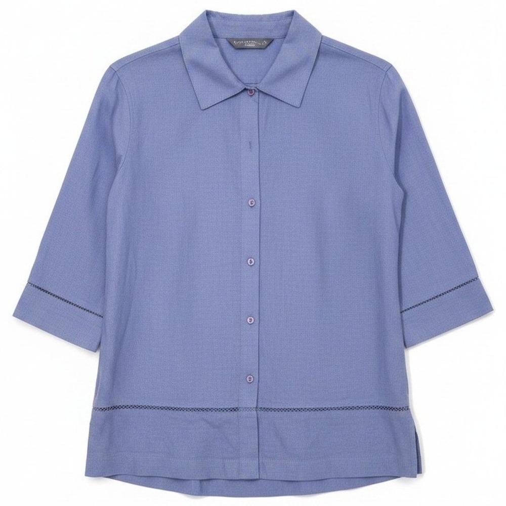 Norton McNaughton Lavender Top, Woman's Petite Small Button Up,‎ 3/4 Sleeves